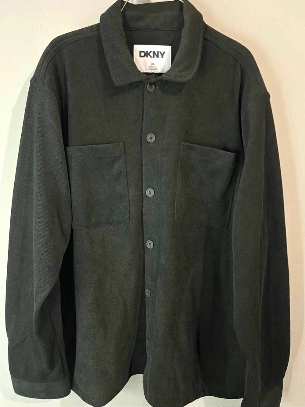DKNY Men's Forest Black Button-Up Shirt Jacket